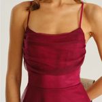 Rihoas Elegant Burgundy Mesh Flowy Slip Midi Dress Size XS Photo 2