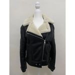 Bershka Shearling Trim Aviator Jacket in Black (X-SMALL) Photo 7