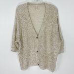 Raga  Metallic Button Down Cardigan Sweater Beige Size Medium Photo 1