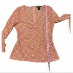 Victoria's Secret Victoria’s Secret Floral Sheer Lace Stretchy Long Sleeve‎ Wrap Top Pink 4 Photo 3