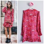 ZARA  Blogger Favorite Fushia Pink Bohemian Long Sleeve Ruffle Mini Dress Photo 1
