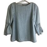 J Jill Denim Tencel Blouse Flare 3/4 Bell Sleeve Size XSP Blue Photo 0