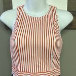 Cupshe One Piece Women’s Floral and Striped Pull-On High Neck Swim Suit-Medium Photo 1