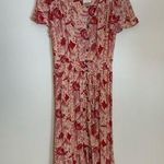 Knox Rose  peach red floral smock waist high low dress Photo 0