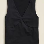 J.Crew NWT  Stretch Cotton-blend V-neck Top Black Photo 0