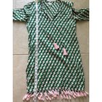 J.Crew Coverup Womens XS Green Pink Tassels Beach Coastal Swim Resort Preppy Photo 7