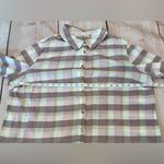 Soft Surroundings  Carreaux Shirt Womens Sz 1X Multi Plaid Cotton Top Back Tie Photo 4