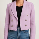 House of Harlow 1960 Lilac Textured Cropped Blazer Jacket Women’s Size Large Purple Photo 0