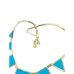 House of Harlow 1960 suede station statement necklace aqua blue and gold Photo 2