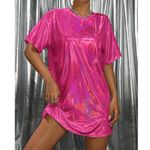 NWT Floerns Metallic Holographic Short Sleeve Disco T Photo 2