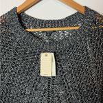 Lucky Brand NEW  Knit Gorgeous Black White Silver Metallic  Sweater Size M Photo 4