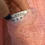 Baby Mo Mohair Wool Loose Knit Pink Scarf With Fringe 20” x 80” Fabulous!! Photo 3