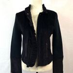 Twiggy Black Corduroy Motorcycle Ruffle Neck Front Jacket Size L Size L Photo 1