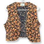 Vintage JR Bizarre Velvet Floral Open Vest Orange Size M Photo 0