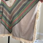 Billabong Multicolor Striped Poncho Boho Boho Oversized Stripe Fringe Pullover Photo 4
