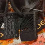 Bebe Intimates 34C Black Bra Gold Lace Goth Sexy Webbed Back Punk Knit Back Photo 13