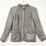 Eileen Fisher  Petite Grey Lagenlook 100% Linen Long Sleeve Button Up Shirt Sz MP Photo 0
