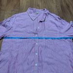 Beach Lunch Lounge Shirt Womens XL Pink White Stripe Button Up Office Casual Photo 7