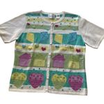 In Stitches by Eagle Eye Vintage Cardigan Sweater Pastel Large Kites Hearts Star Photo 8