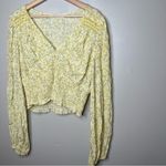 ASTR  The Label Yellow Blue Floral XL Peplum Blouse Photo 1
