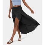 Halara Black High Waisted High Low Ruffle Built in Mini Shorts Maxi Skirt M Photo 0