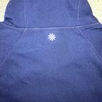 Athleta ‎ Sweatshirt Women Small Funnel Neck Wool Blend Blue Pullover Thumb Holes Photo 3