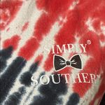Simply Southern  Tie Dye Long Sleeve Graphic T-Shirt Size S Red, White & Blue Photo 3