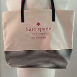 Kate Spade  Cream and Black Striped Canvas Tote Photo 1