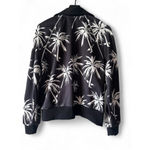 Pam & Gela Palm Tree Stand Collar Track Jacket Women's L Black & White Photo 1