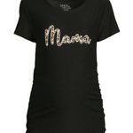 Time & Tru Maternity Mama Black Leopard Print T Shirt Top Size Small Photo 0