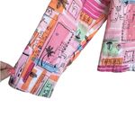 New Direction Women Cotton Top L Multicolor Artsy Novelty Travel Print Jacket Photo 4