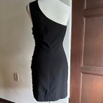 Black Halo  | Black Shirred Detail One Shoulder Architectural Cocktail Dress | 4 Photo 2
