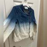 RVCA  Shack Up Blue Ombre Moto Crop Denim Jacket Women's Size M Med Photo 2
