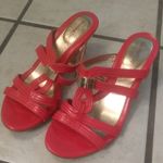Coral & gold heeled sandals Orange Size 9 Photo 1