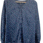 Jason Wu J Womens XXS Polka Dot Blouse Top V-Neck Blue Purple Career Classic Photo 0