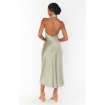Show Me Your Mumu  Jasmine Halter MIDI Dress Moss Green Luxe Satin L Photo 6