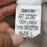 Valentina Naldi 100% Linen Tank Top Tunic Beige Womens Large Boho Beachy Flowy Photo 4