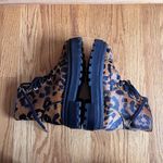 Schutz Maylova Leopard Combat Boot Lugged Calf Hair Lace Up Women's 6B Photo 3