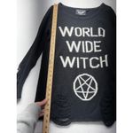 KILLSTAR  World Wide Witch Black Knit Sweater Pentagram Ripped Distressed M Photo 4
