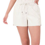 Butterfly Dsigns Cream White Faux Vegan Leather Shorts Size L Photo 1