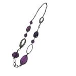 Lavender purple beaded and silver disc chain necklace long statement necklace Photo 1
