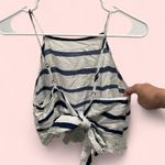 Abercrombie & Fitch Cute blue white striped lace trim square neck tie back top Photo 2