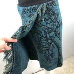 Unique Sweater Girl Novelty Print Fringe Skirt Size Medium with faux wrap Medium Photo 3