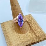 Amethyst Rose Gold Ion Plated Brass Ring with Marquise AAA Grade CZ Light Photo 0