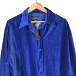NWT Hunter & Brown Velvet Button Down Top Womens L Blue Oversized Clean Girl Size L Photo 2
