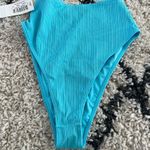 frankie's bikinis  Anne Plisse High Waisted Bikni Bottom in Aquamarine Photo 3