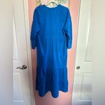 ZARA blue boho flowy Prairie tiered effortlessly chic linen blend midi dress S Photo 12
