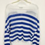 Madewell Linen V Neck Sweater Striped Sapphire Blue Relaxed Nautical Small NWT Photo 13