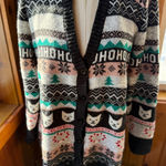 Absolutely Famous Women Ugly Christmas Sweater Cardigan Cat Snowflakes Ho HoHo L Photo 0