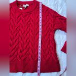 Philosophy NWT Cherry Red Viscose Blend Cable Knit Sweater Old Money - Medium Photo 6